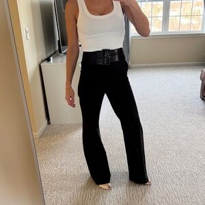 Express super high waist striped Wide-Leg Pants with Belt